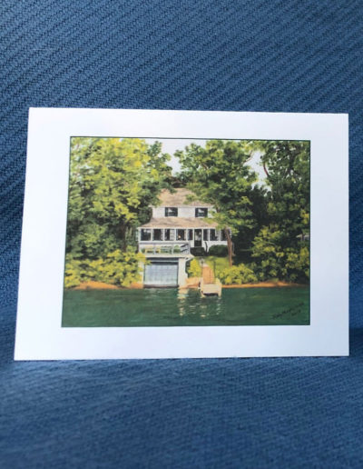 "Cottage by the Lake" - box of 10 note cards (4&1/4") and envelopes sold with 5 of each in a box, $16