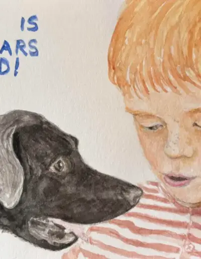 Dylan is 8 Years Old, watercolor, 8x5